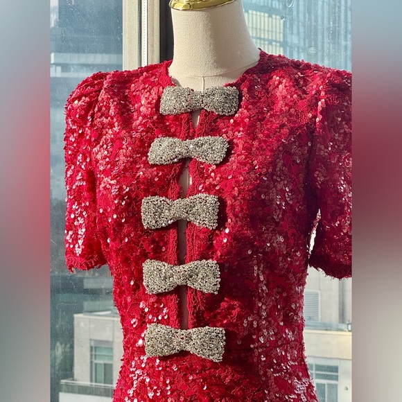 🆕 REBECCA VALLANCE 🧿 NWOT x Nicky Hilton Leyla Short Sleeve Mini Dress, Sz US2 - Picture 13 of 17